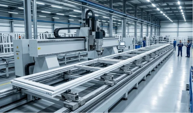 4-axis CNC gantry machining center for long uPVC frames
