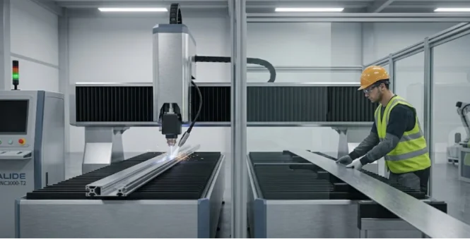MALIDE dual workstation CNC simultaneous cutting and loading.